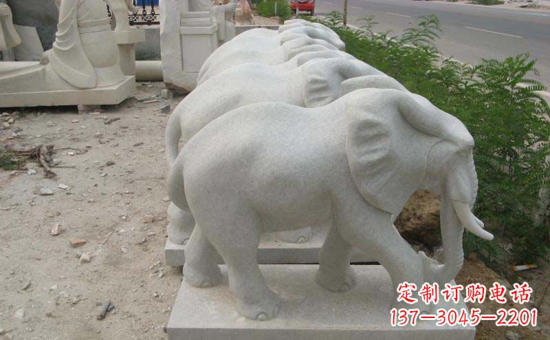 泰安大理石小象公园动物石雕
