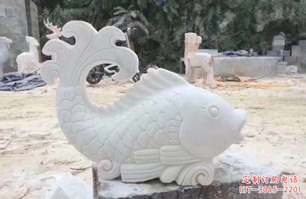 泰安大理石鱼喷泉雕塑装置