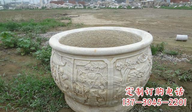 泰安大理石鸳鸯花盆雕塑