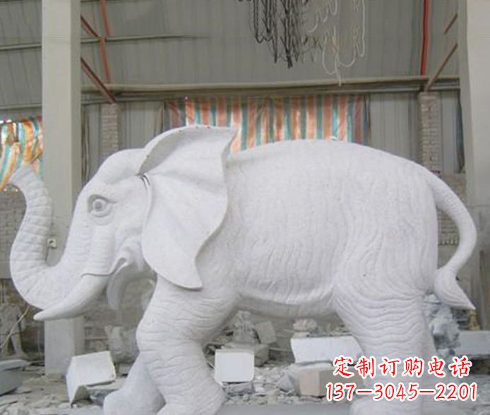 泰安象征财富的大理石招财大象雕塑