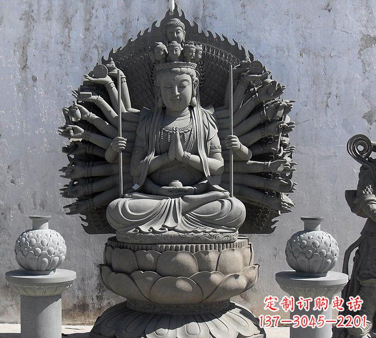 泰安宗教庙宇千手观音大理石雕塑