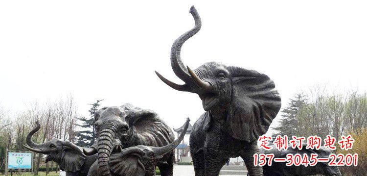 泰安大象群铜雕景观