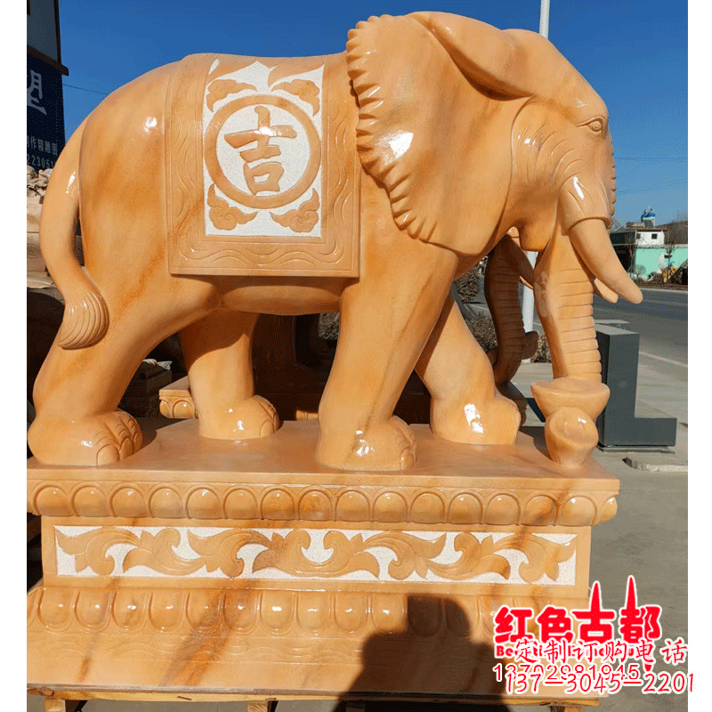 泰安大象头影背墙石雕