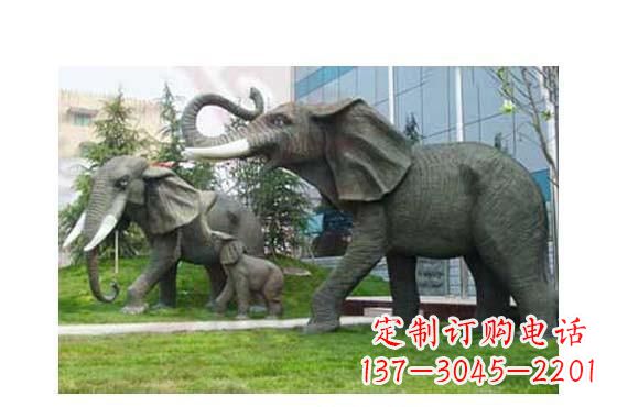 泰安精美铜雕大象一家三口