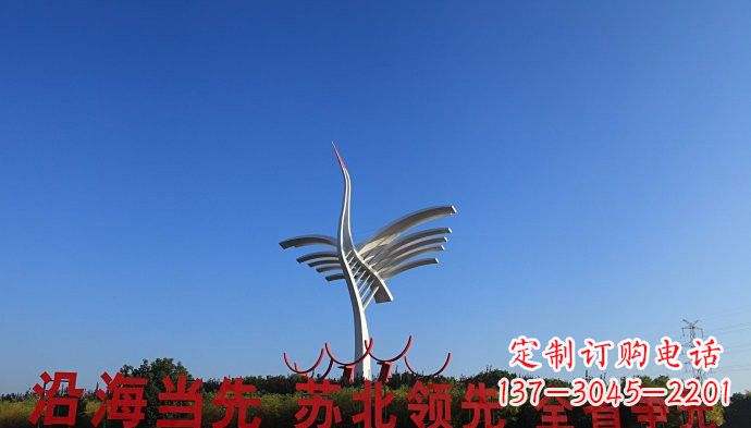 泰安大型不锈钢标志性抽象仙鹤