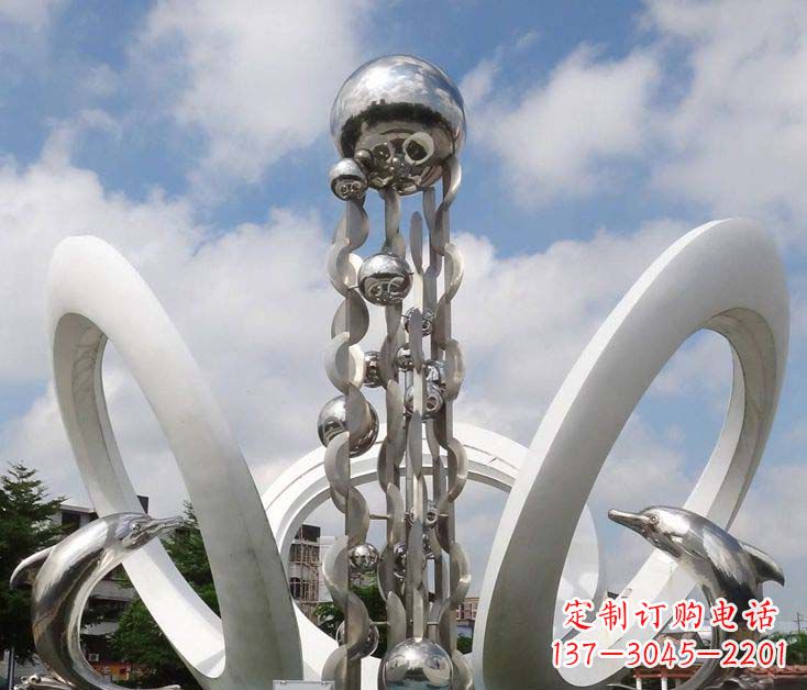 泰安精致不锈钢海豚雕塑