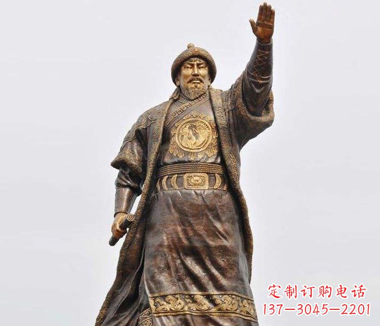 泰安传承历史的风采成吉思汗铜雕