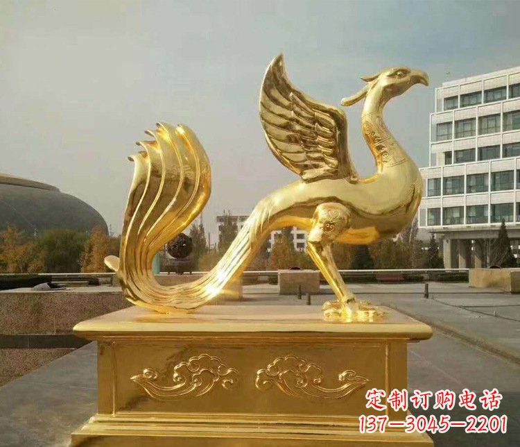 泰安中领雕塑传承凤凰之美的大型铜雕塑