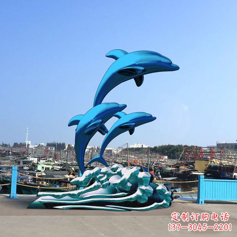 泰安精美玻璃钢海豚雕塑