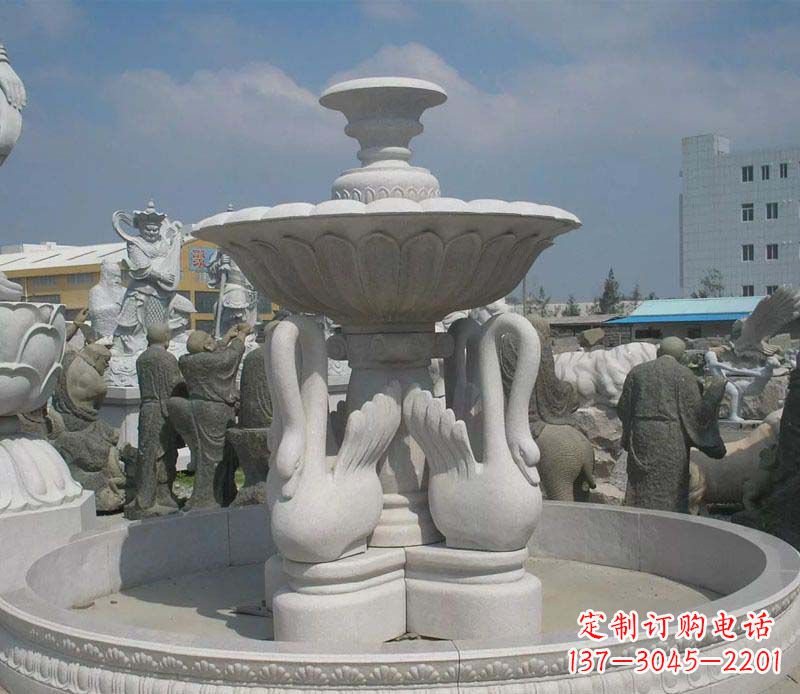 泰安汉白玉高端天鹅雕塑