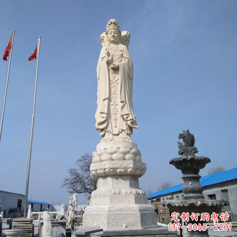 泰安中领雕塑汉白玉三面观音石雕
