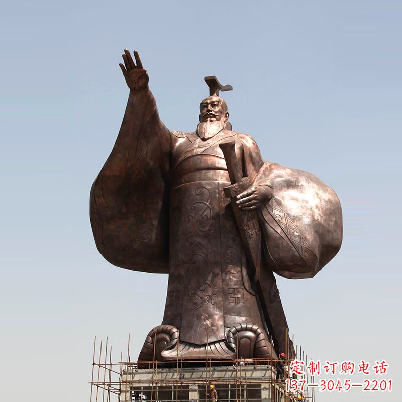 泰安传承历史风采,精美秦始皇铜雕塑