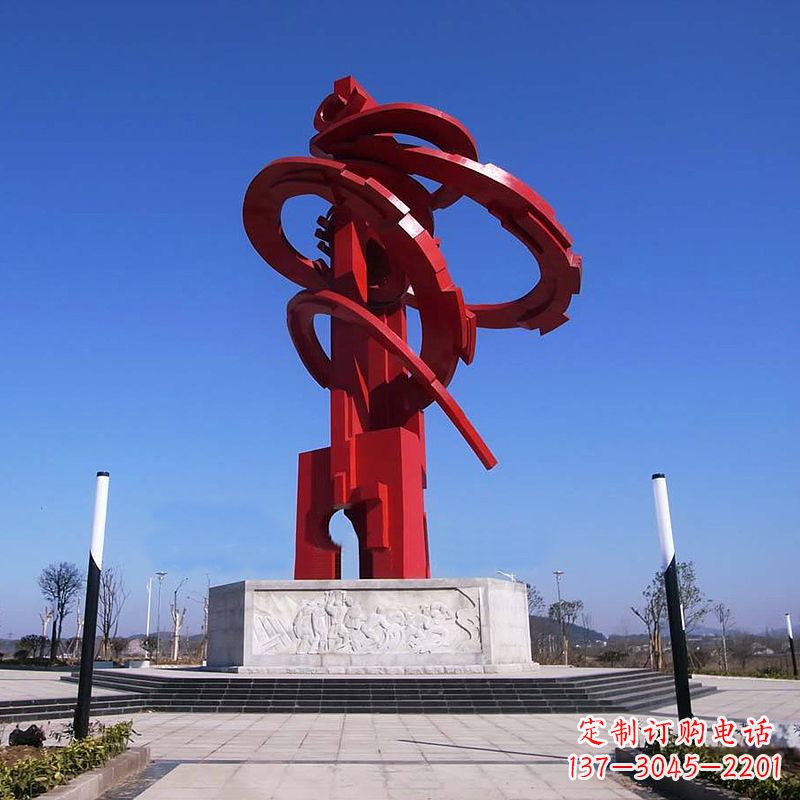 泰安大型龙形不锈钢景观雕塑-广场抽象神兽景观标识