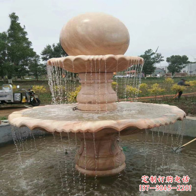 泰安大型石材风水球-公园园林水景喷泉雕塑