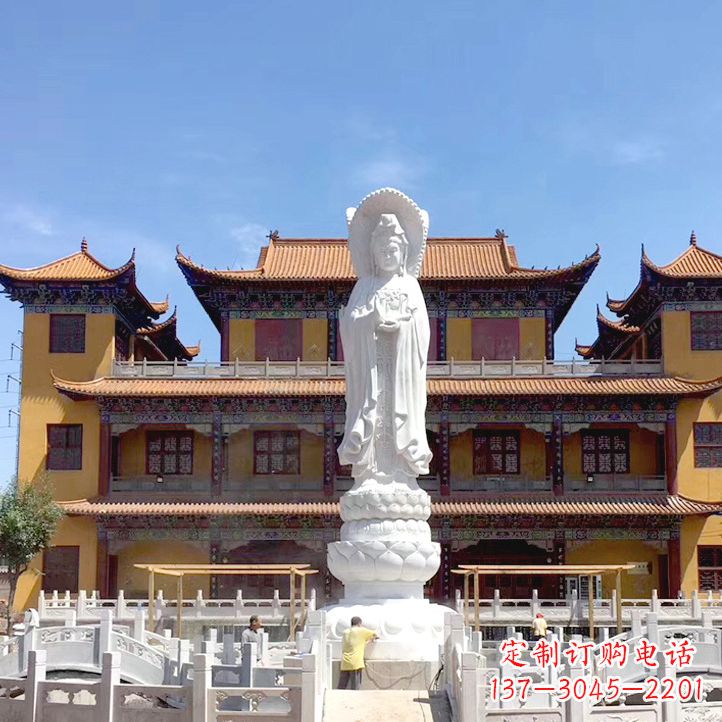 泰安精美汉白玉观音石雕塑