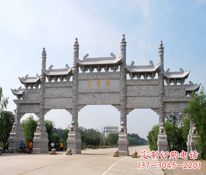 泰安大型五门道路石雕牌坊