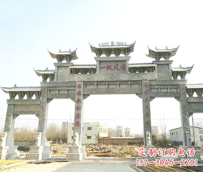 泰安大型五门石雕牌楼 (3)