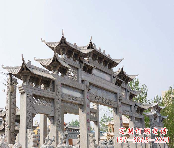 泰安大型五门石雕牌楼 (2)