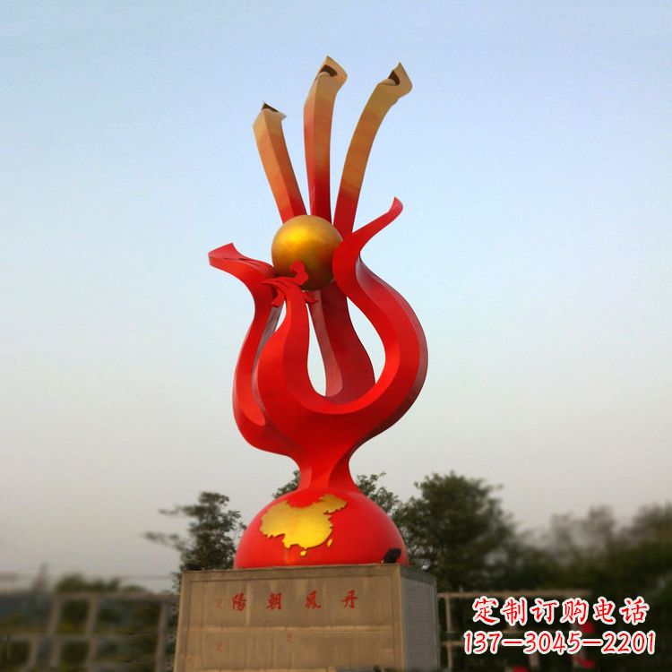 泰安丹凤朝阳不锈钢凤凰雕塑-公园神兽标识景观雕塑