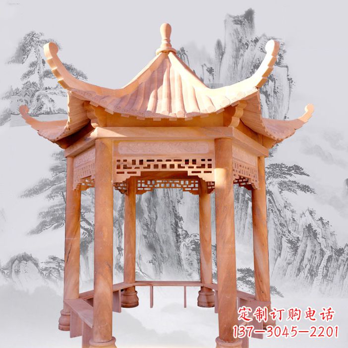 泰安优雅大理石雕刻凉亭