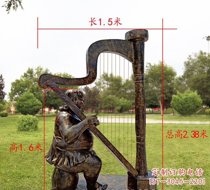 泰安手工铜制竖琴雕塑