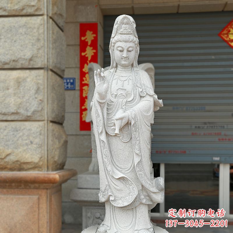 泰安经典青石观音雕塑