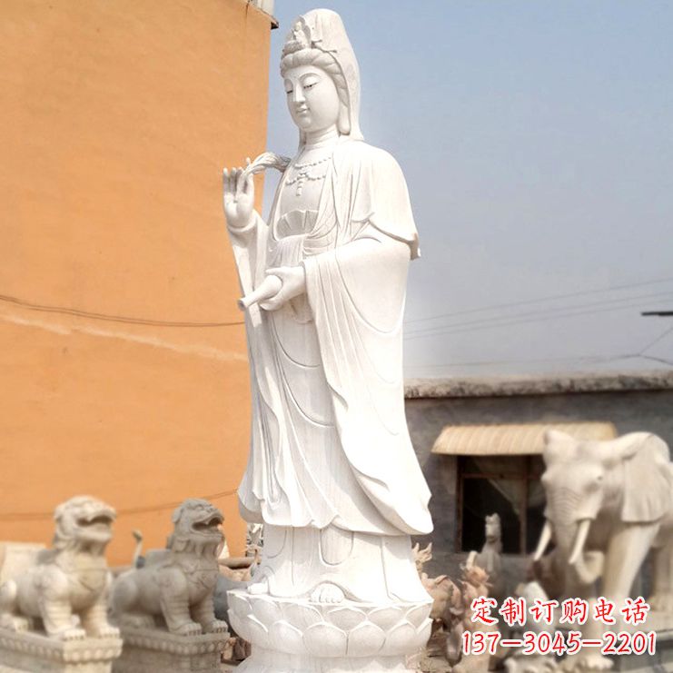 泰安滴水观音汉白玉石雕佛像
