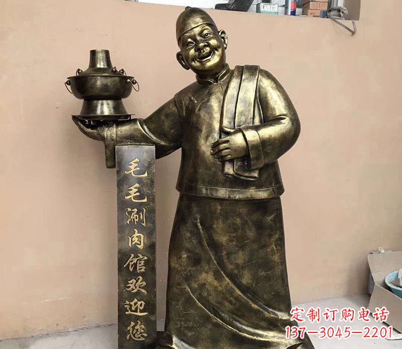 泰安店小二铜雕——精致细腻的艺术之美