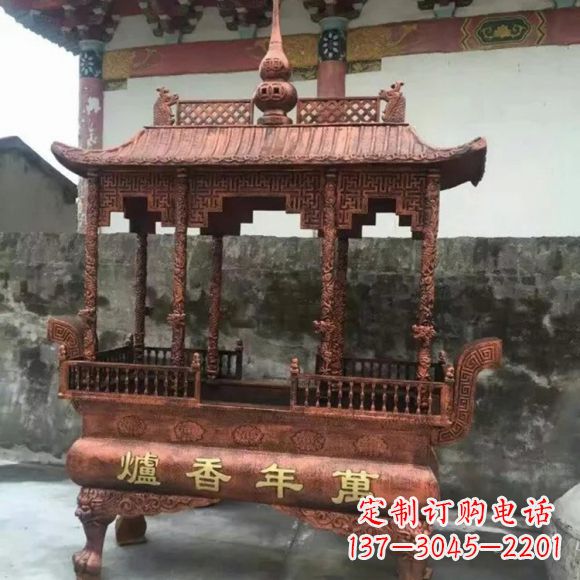 泰安雕刻蝙蝠铜香炉