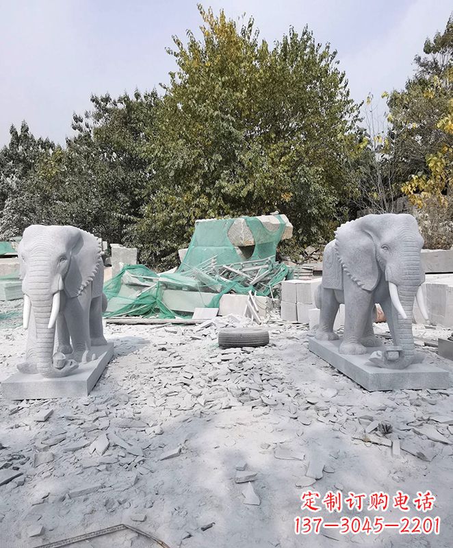 泰安优雅精美大象石雕