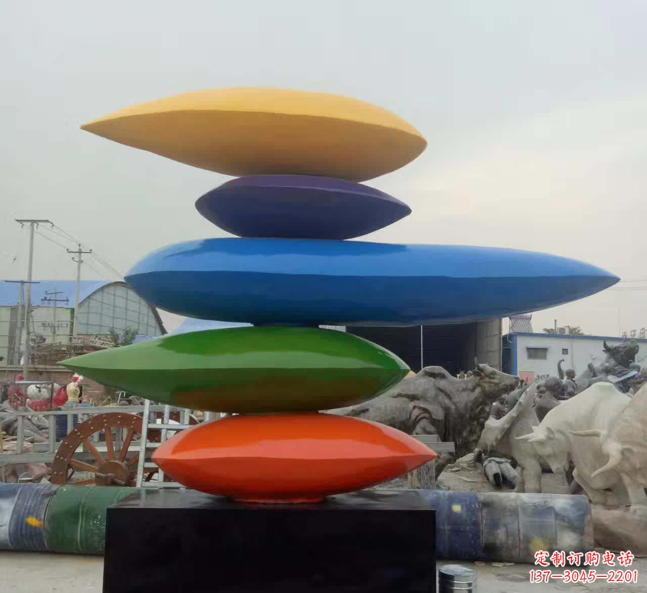 泰安叠罗汉不锈钢彩色水滴雕塑