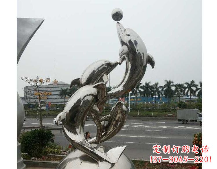 泰安海豚精美不锈钢雕塑