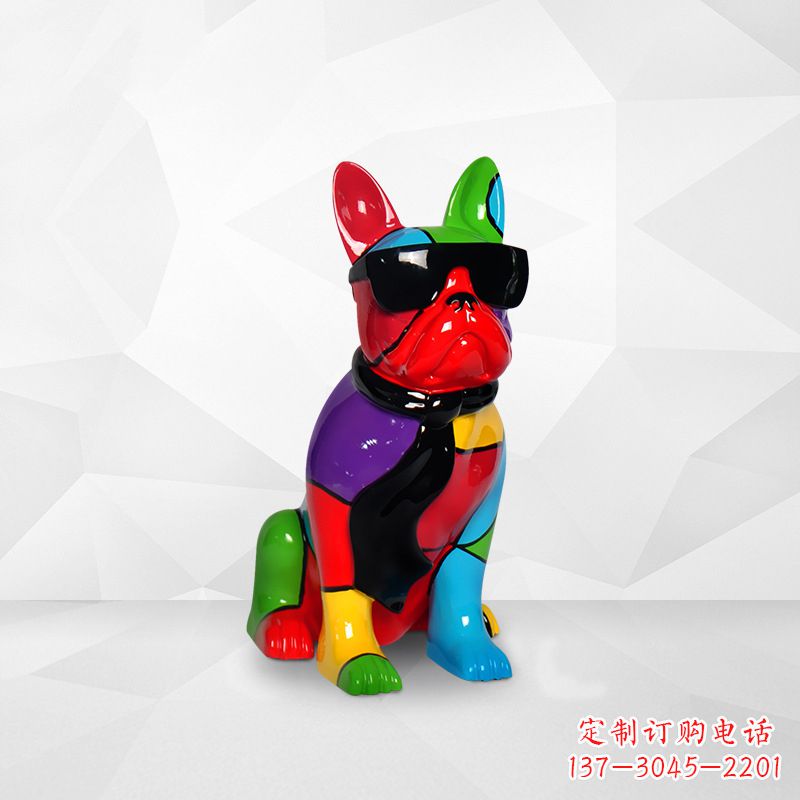 泰安斗牛犬玻璃钢彩绘狗雕塑个性化生肖动物商场美陈摆件