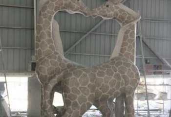 泰安大理石艺术精美长颈鹿雕塑