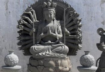 泰安宗教庙宇千手观音大理石雕塑