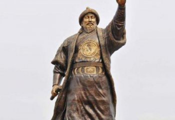 泰安传承历史的风采成吉思汗铜雕