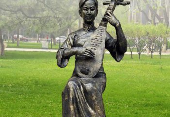 泰安高质量青铜人物弹琵琶雕塑