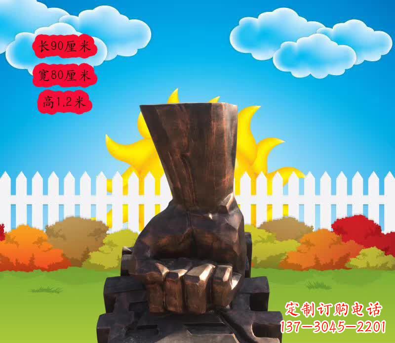 泰安法治拳头铜雕
