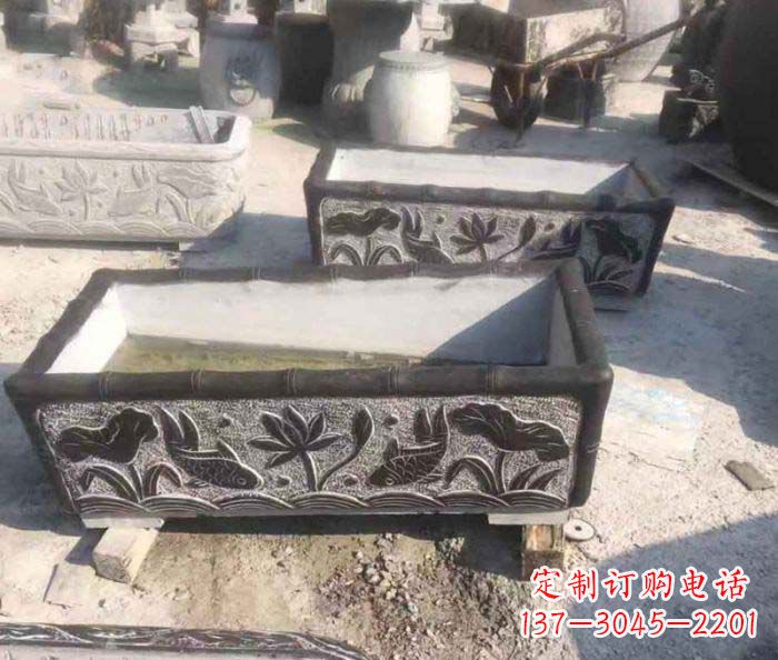 泰安精美仿古石水缸雕塑