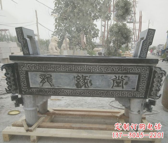 泰安方形四足香炉石雕艺术品