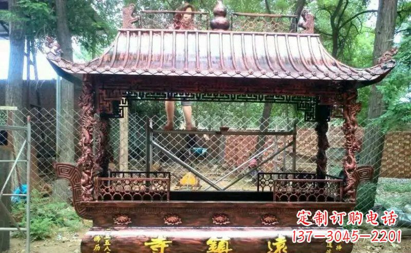 泰安方形寺庙香炉铜雕塑