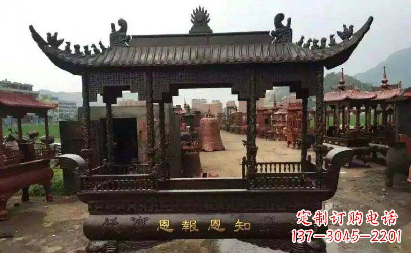 泰安精美方形寺庙铜香炉雕塑