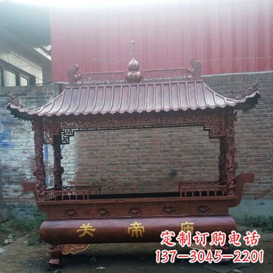 泰安方形香炉铜雕塑,精美香炉雕塑