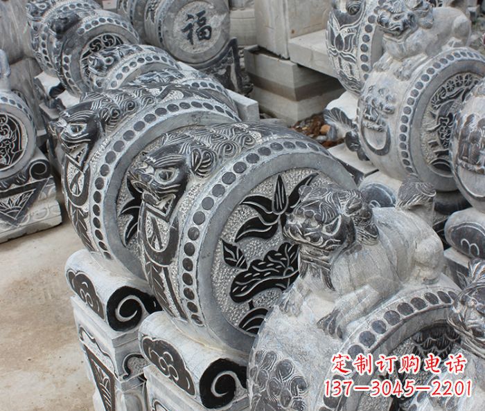 泰安传统风格抱鼓石招财门墩雕塑