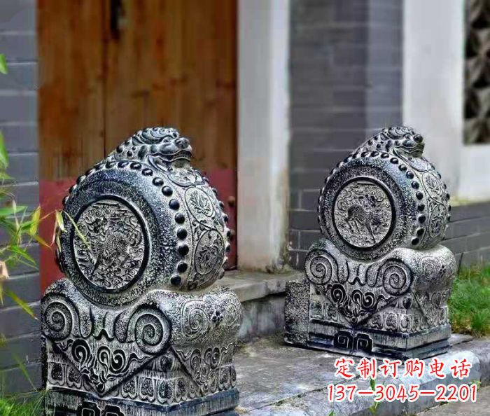 泰安精美仿古抱鼓石门墩雕塑