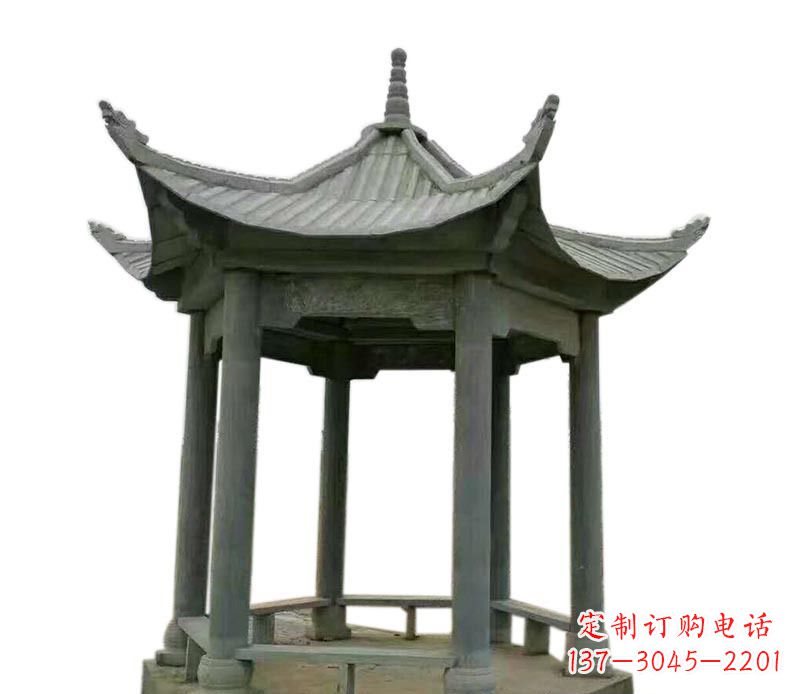 泰安仿古六角凉亭石雕 (2)