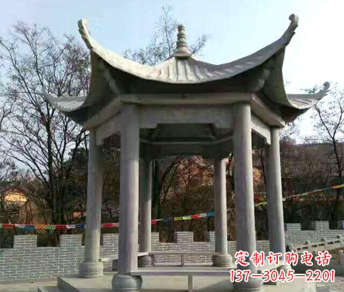 泰安仿古六角凉亭石雕 (4)