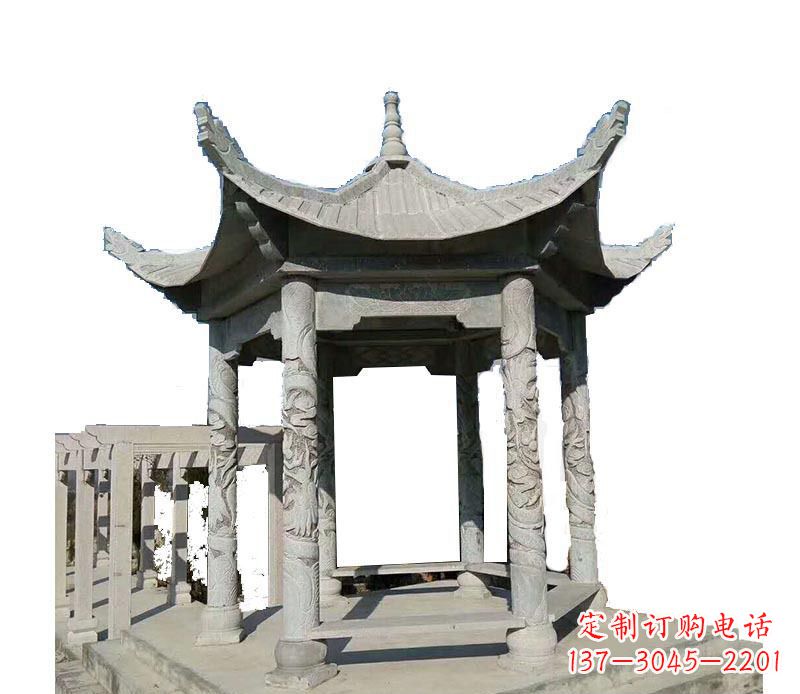 泰安仿古六角凉亭石雕 (10)