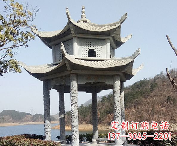 泰安仿古六角双层凉亭石雕