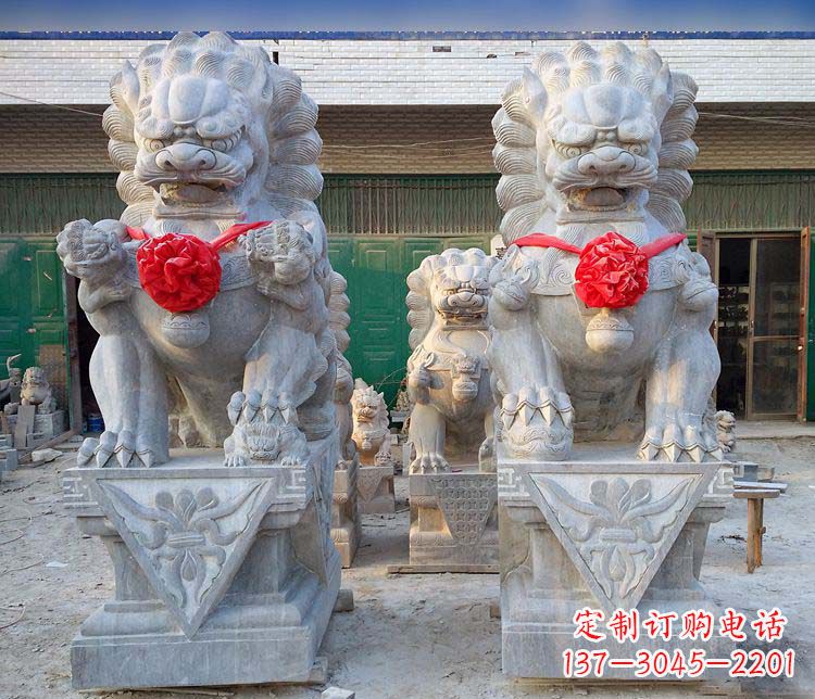 泰安仿古门口看门狮子石雕